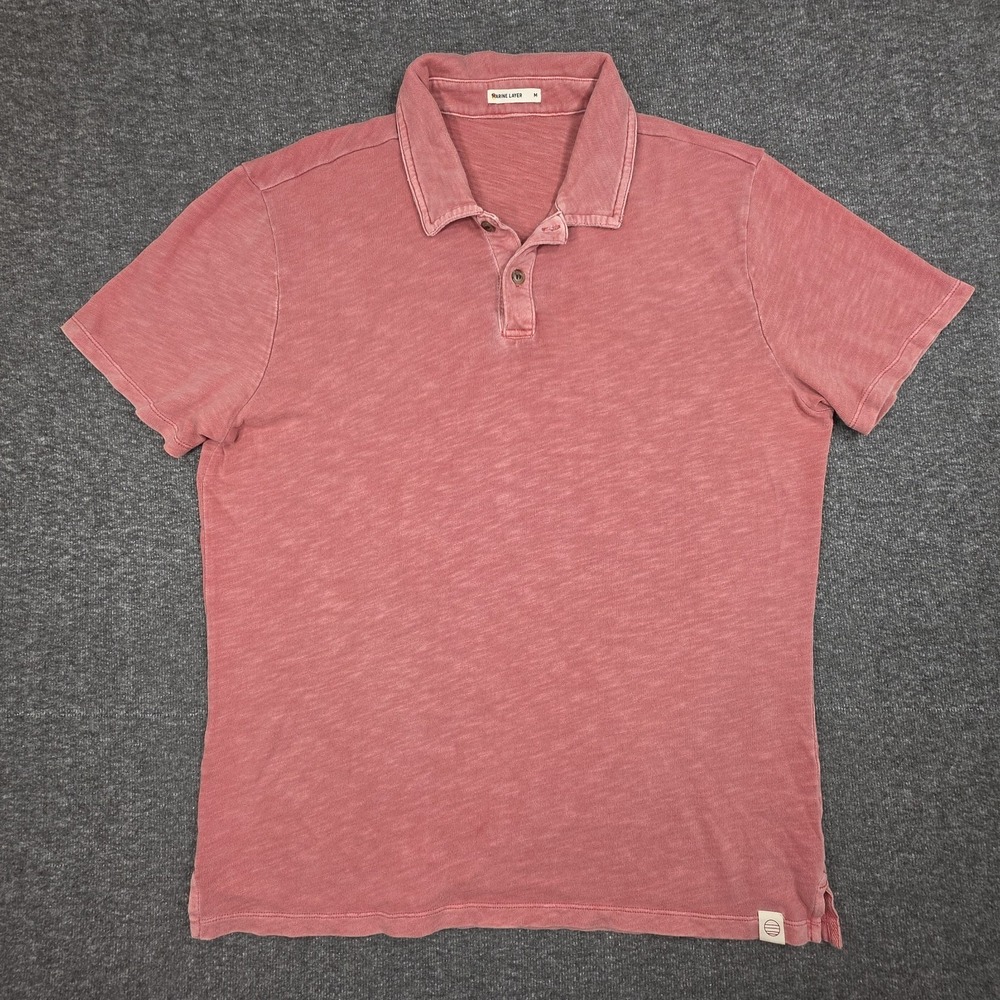Marine Layer Polo Shirt Mens Medium Red Weekend Sport Lightweight Casual Preppy